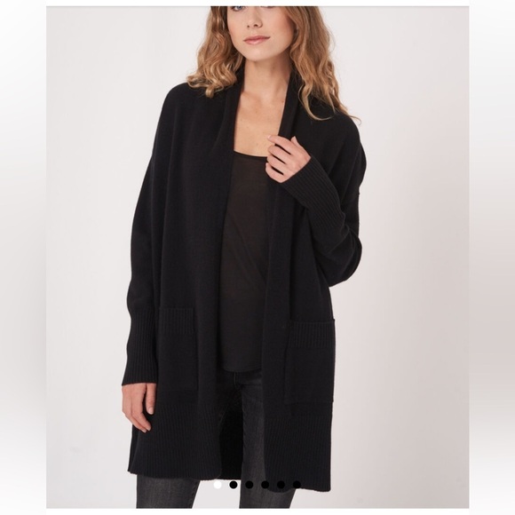 Repeat Cashmere Shawl Collar Ribbed Open Front Cardigan size XS - Picture 7 of 11